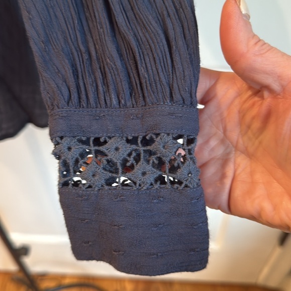 Free people oversized button down long sleeve lace blouse - Picture 4 of 6